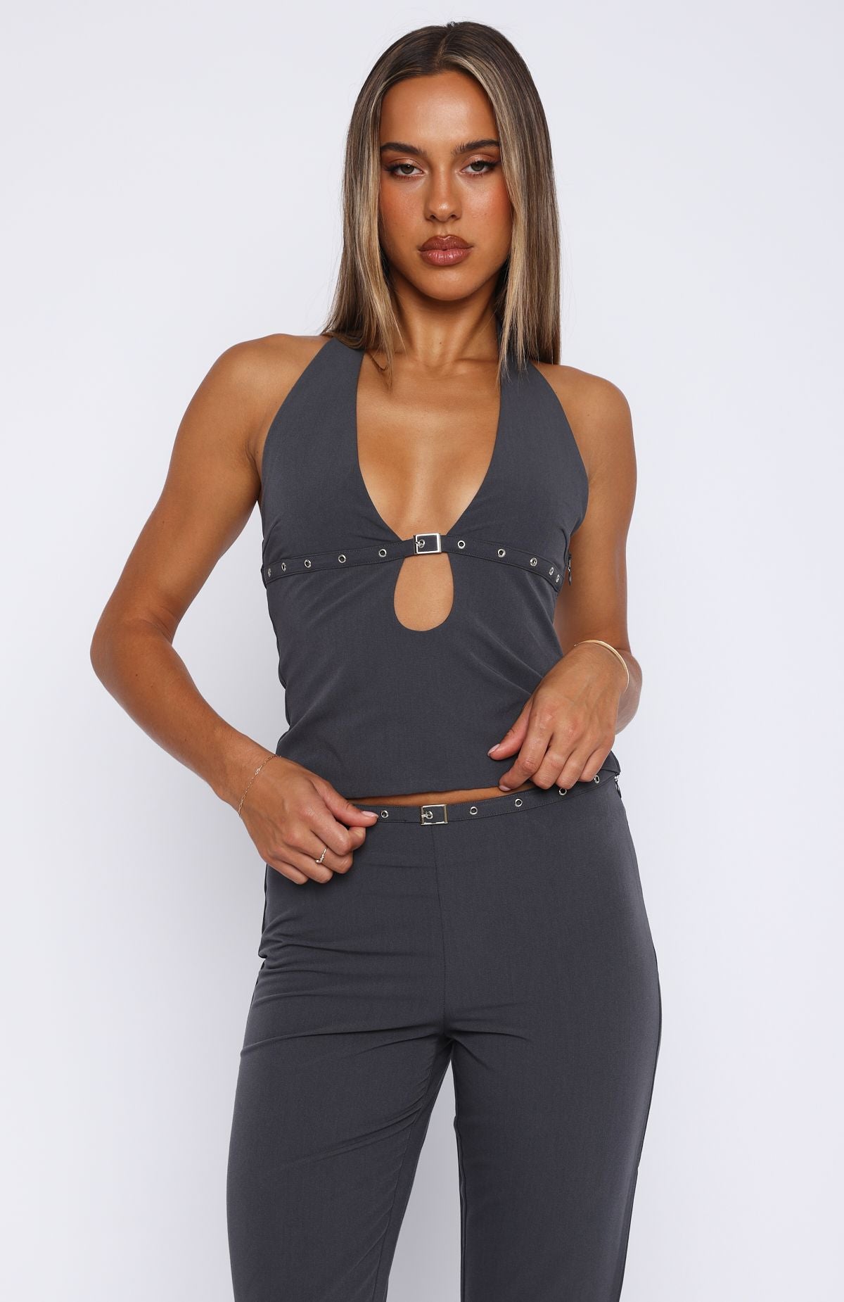 Firestorm Halter Top Charcoal | White Fox Boutique US