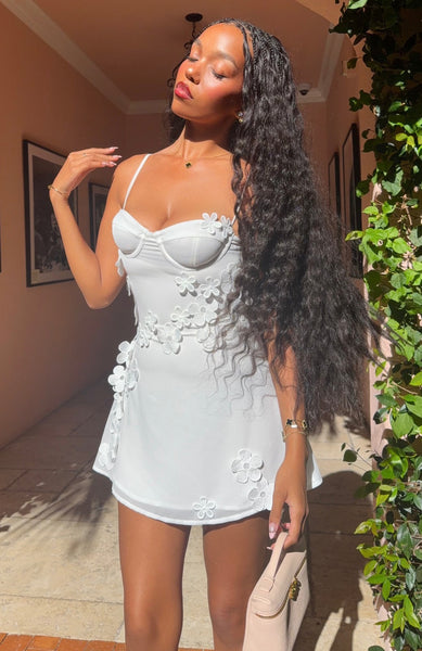 Flirty In Flora Mini Dress White | White Fox Boutique US