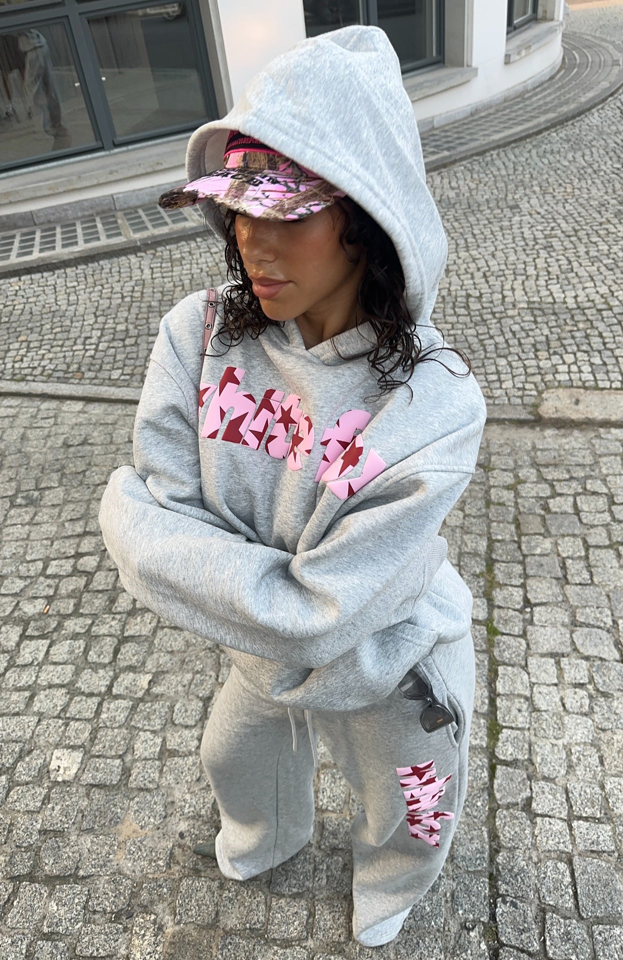 From The Archives Jaxx Oversized Hoodie Dark Grey Marle | White