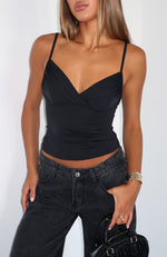 Getting Noticed Cami Top Black