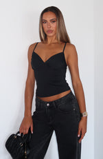 Getting Noticed Cami Top Black