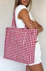 Give Me Your Love Tote Bag Red Gingham