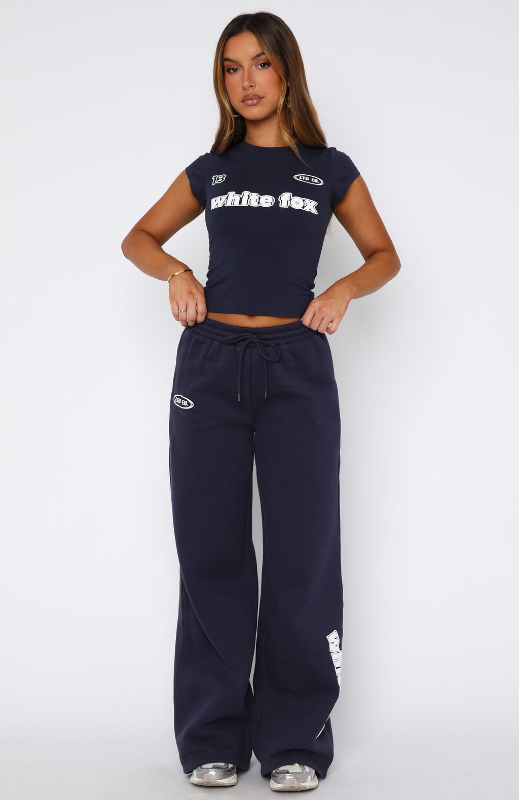Ready To Go Wide Leg Sweatpants Navy | White Fox Boutique US