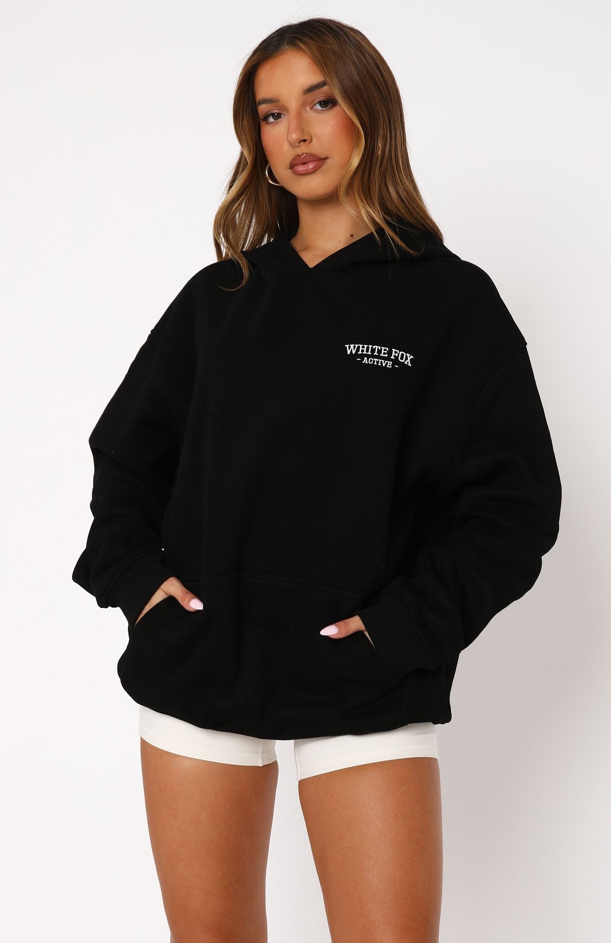 Taking Sides Oversized Hoodie Black | White Fox Boutique US