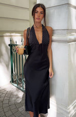 Guess You Miss Me Halter Midi Dress Black/Ivory Dot | White Fox Boutique US Guess You Miss Me Halter Midi Dress Black/Ivory Dot | White Fox Boutique US