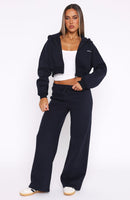 Straight Forward Wide Leg Sweatpants Navy