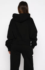 Test Drive Boxy Zip Front Hoodie Black | White Fox Boutique US
