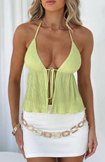 Holding On Tie Front Top Pistachio