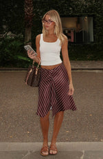 Heartfelt Midi Skirt Chocolate Stripe