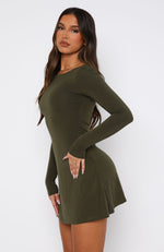 Not The Same Long Sleeve Mini Dress Olive