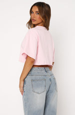 Let's Get Started Oversized Cropped Tee Pink