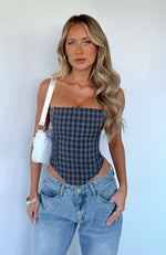 Something To Be Bustier Blue Plaid