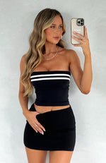 She's Caught Up Strapless Top Black