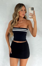 She's Caught Up Strapless Top Black