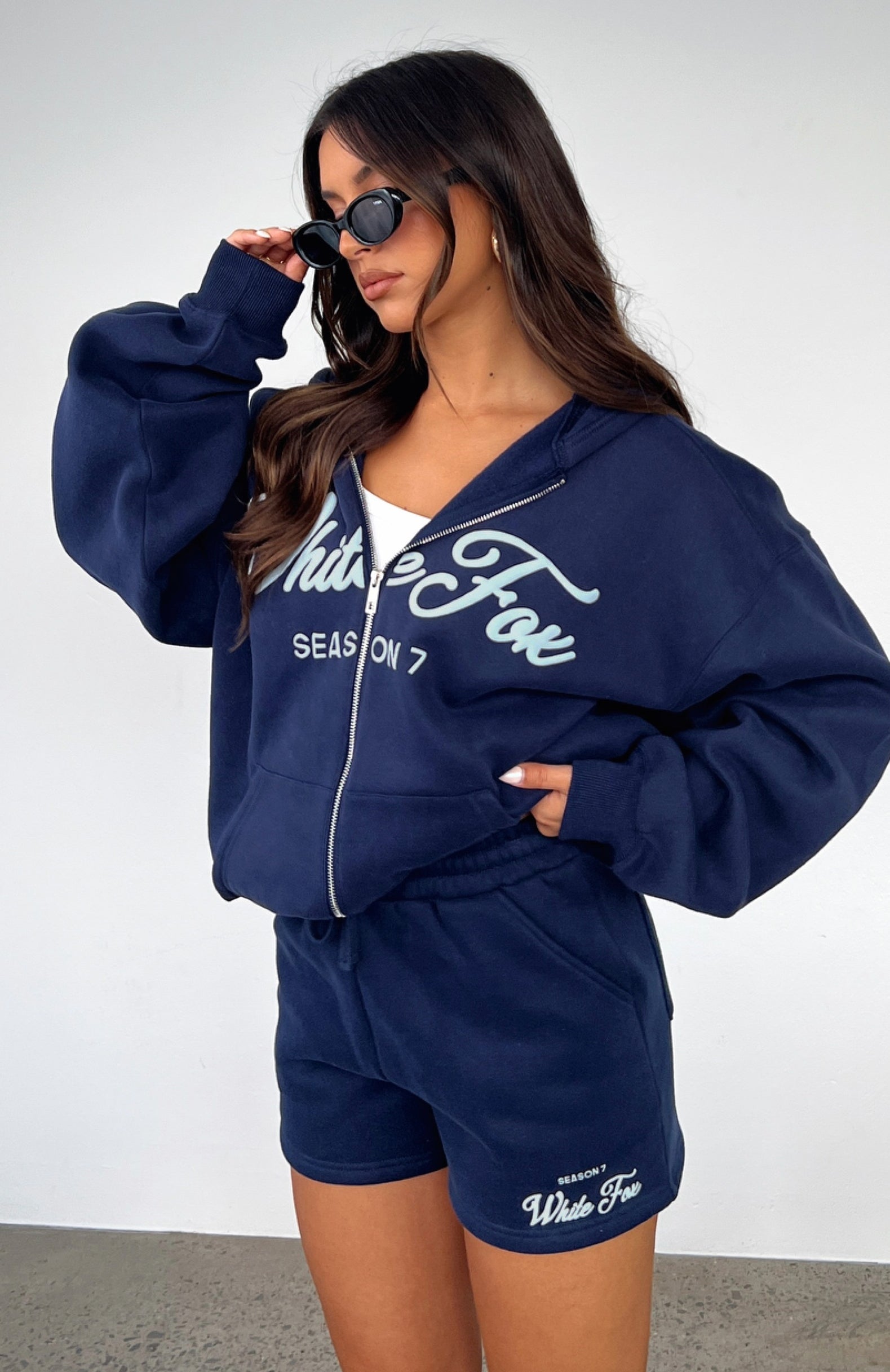 Season 7 Zip Front Hoodie Deep Sea | White Fox Boutique US