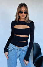 Wait Is Over Long Sleeve Top Black