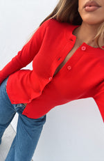 Can't Justify It Long Sleeve Knit Top Red