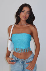 Face It Again Scarf Top Aqua