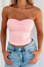 What Do You See Strapless Top Baby Pink