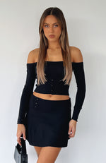 Good To You Knitted Mini Skirt Black