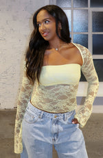 Sweet Lovin' Lace Top Set Lemon