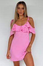 Keeping Up Off Shoulder Mini Dress Pink