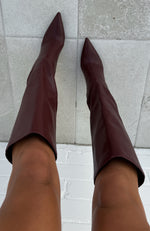 Run Away With Me Knee High Boots Burgundy