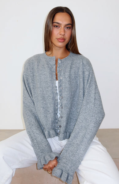 Cardi Club Knit Cardigan Heather Grey | White Fox Boutique US