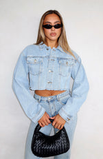 Lightspeed Cropped Denim Jacket Light Blue Wash