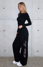 Luxurious Girl Track Pants Black | White Fox Boutique US