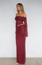 In Too Deep Knit Maxi Skirt Burgundy
