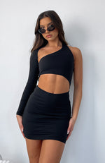 Island Hopping Long Sleeve Mini Dress Black