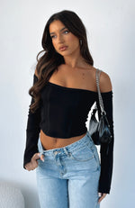 It's Just Us Long Sleeve Top Black