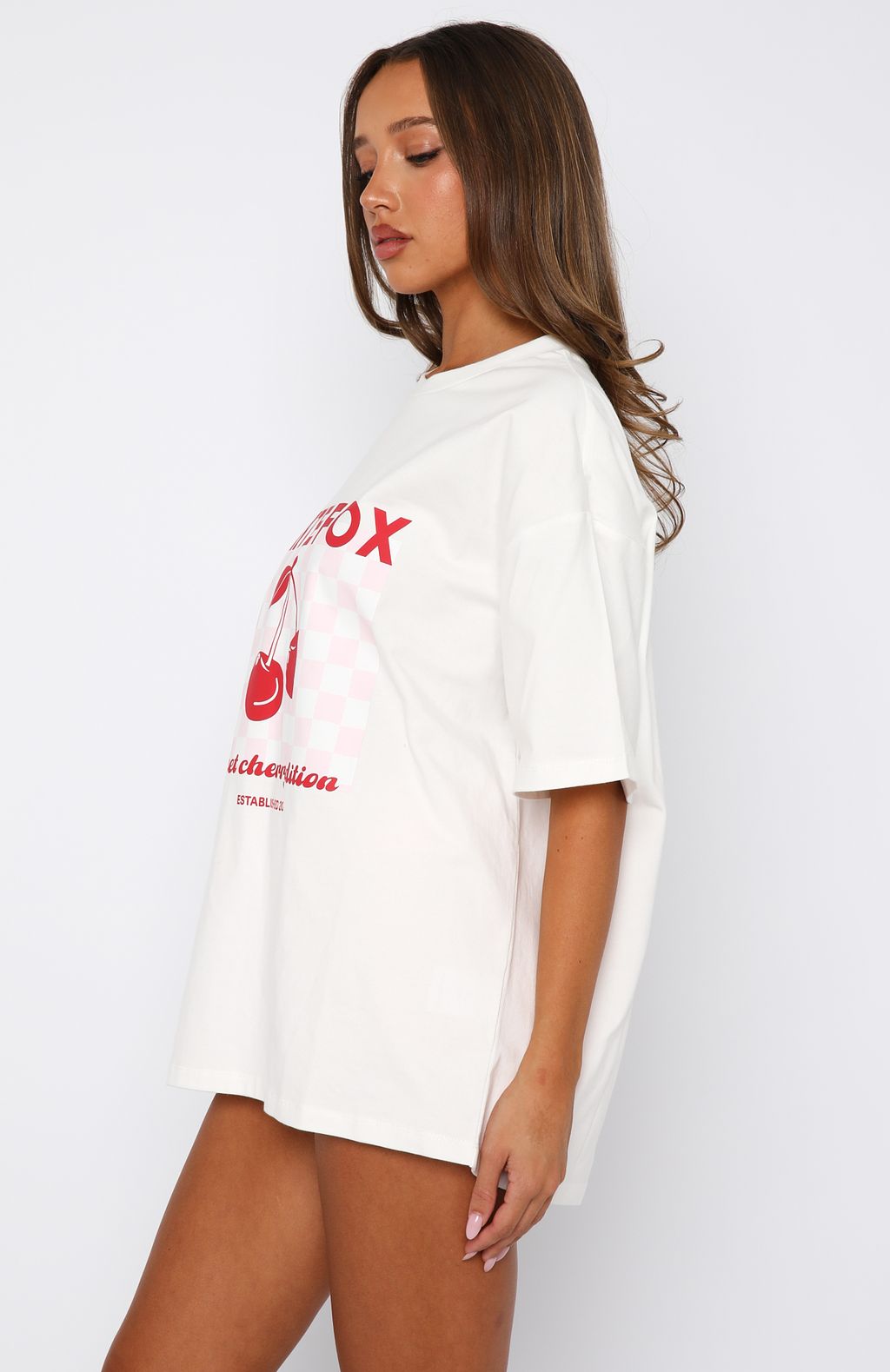 Sweet Cherry Edition Oversized Tee White | White Fox Boutique US