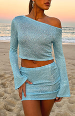 Clouded Long Sleeve Top Blue
