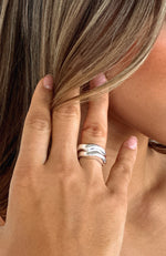 Twin Flame Ring Set Silver