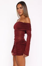 Need A Miracle Long Sleeve Glitter Mini Dress Burgundy