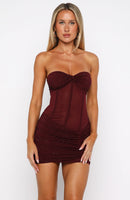 Can't Compare Embellished Mini Dress Burgundy