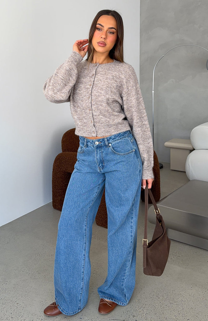 Just My Type Mid Rise Wide Leg Jeans Classic Blue