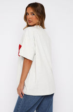 Give It Away Oversized Tee Grey Marle/Red