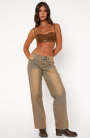 Bring The Style Low Rise Wide Leg Jeans Clay