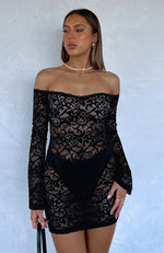 Lavish Style Long Sleeve Mini Dress Black