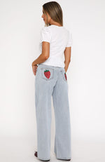 Lily Mid Rise Wide Leg Jeans Mid Blue