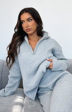 Let's Get Cosy Knit Sweater Grey Marle