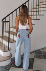 Lily Mid Rise Wide Leg Jeans Mid Blue