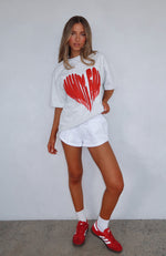 Love Burst Oversized Tee Grey Marle