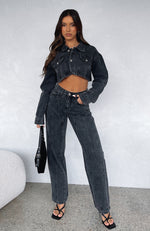 Did You Miss Me Mid Rise Straight Leg Jeans Washed Black