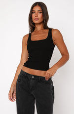 What An Experience Ribbed Tank Top Black