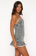 Sweet And Sour Denim Mini Dress Sand Wash