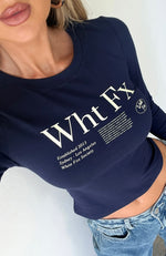Read About It Long Sleeve Baby Tee Navy